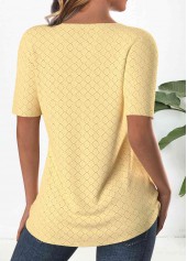 Textured Fabric Light Yellow Short Sleeve T Shirt