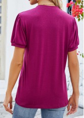 Tuck Stitch Dark Reddish Purple Short Sleeve T Shirt