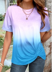 Ombre Twist Light Purple Short Sleeve T Shirt