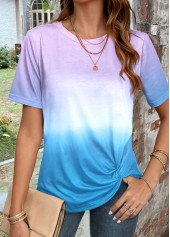 Ombre Twist Light Purple Short Sleeve T Shirt