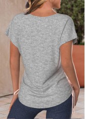 Patchwork Dusty Pink Short Sleeve Round Neck T Shirt