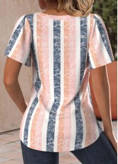 Striped Lightweight Dusty Pink Short Sleeve T Shirt