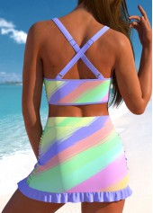 Multi Stripe Print Criss Cross Bikini Set