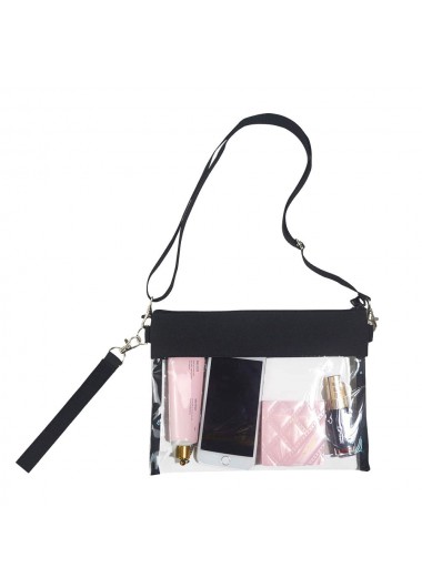 Black PVC Zip Transparent Crossbody Bag
