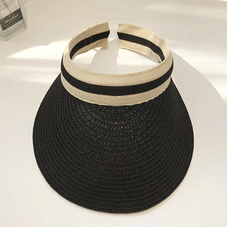 Contrast Design Striped Black Visor Hat