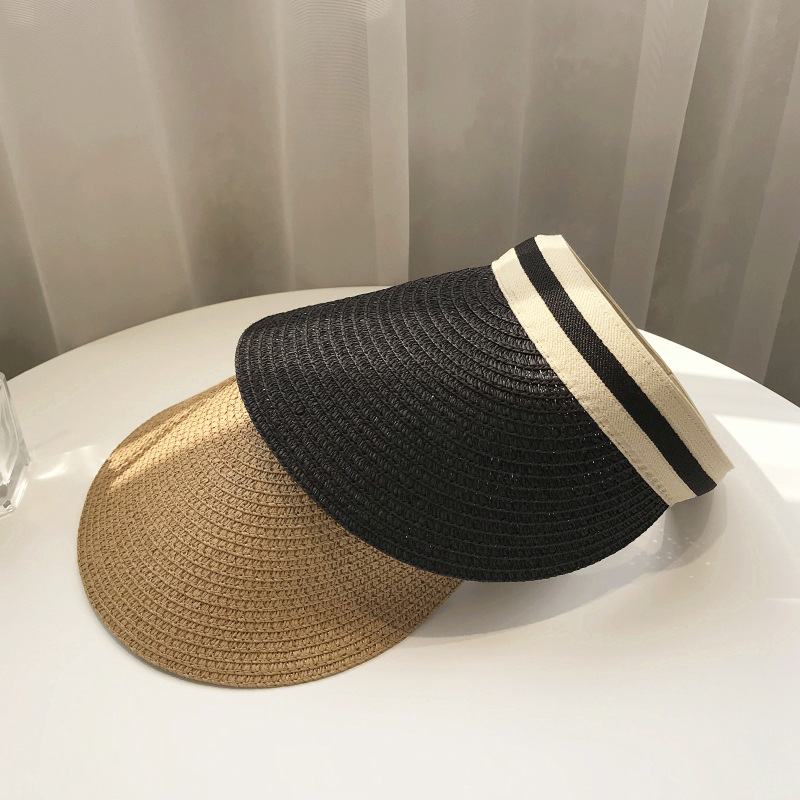 Contrast Design Striped Black Visor Hat