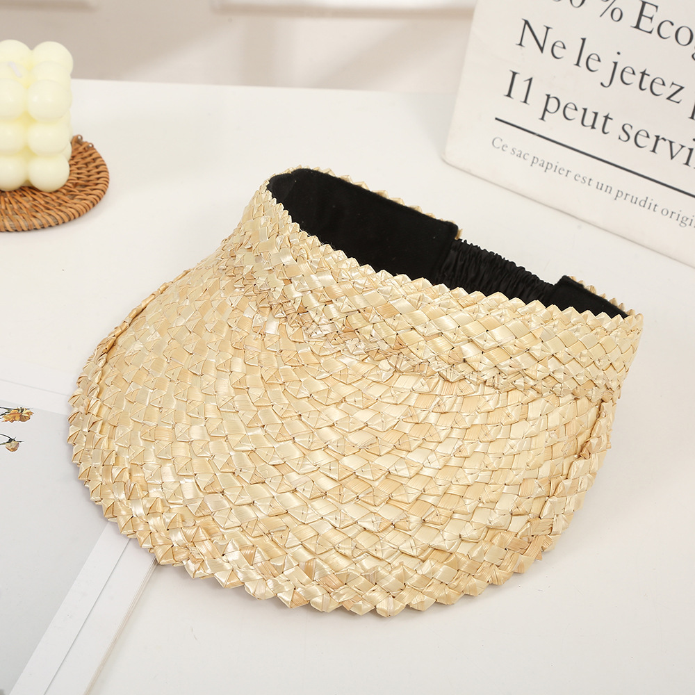 Light Camel Color Straw Detail Hat