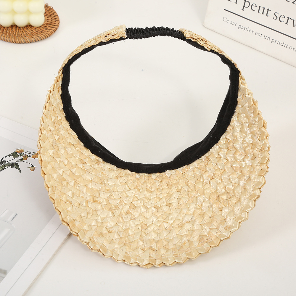 Light Camel Color Straw Detail Hat
