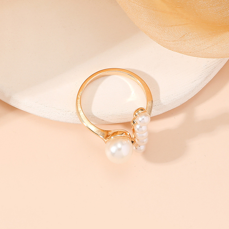 Pearl Detail Open Gold Alloy Ring