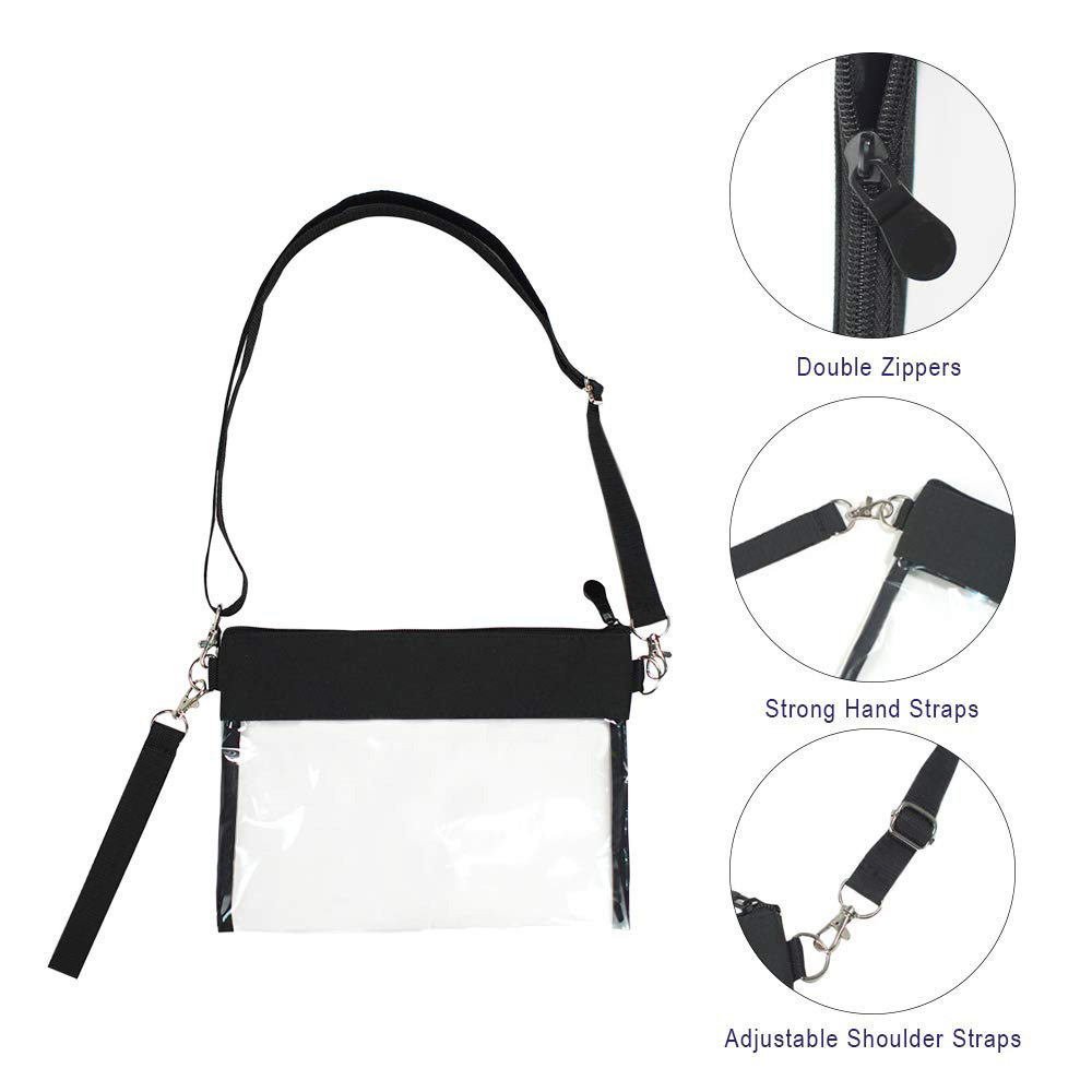 Black PVC Zip Transparent Crossbody Bag