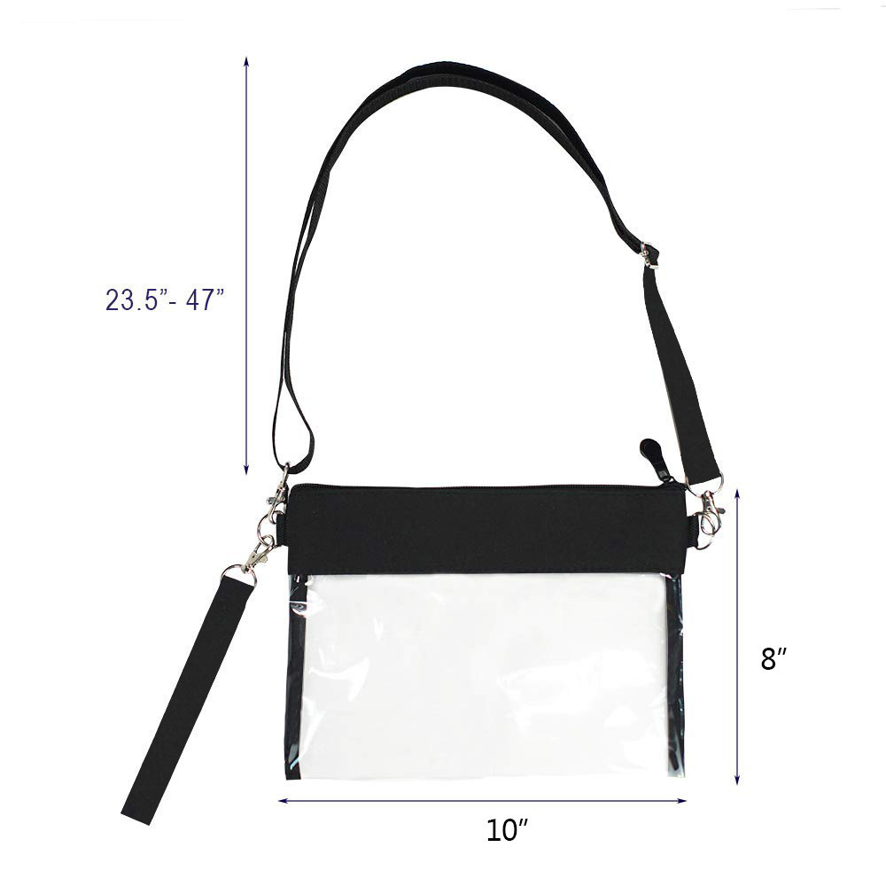 Black PVC Zip Transparent Crossbody Bag