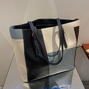 Geometric Print Zip Dusty Blue Shoulder Bag