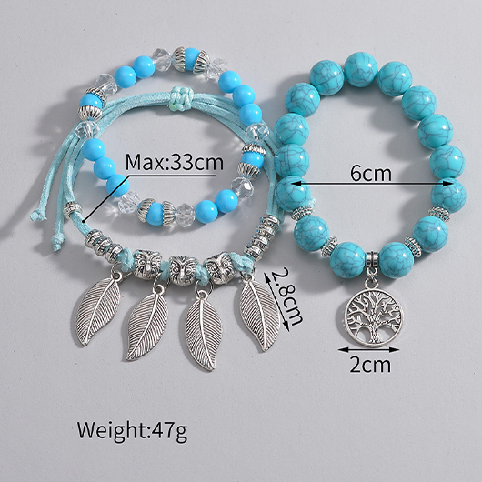 Leaf Design Turquoise Alloy Bracelet Set