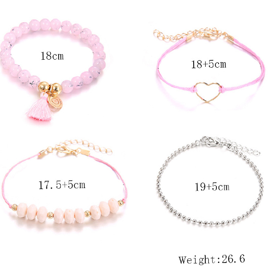 Pink Color Round Alloy Detail Bracelets