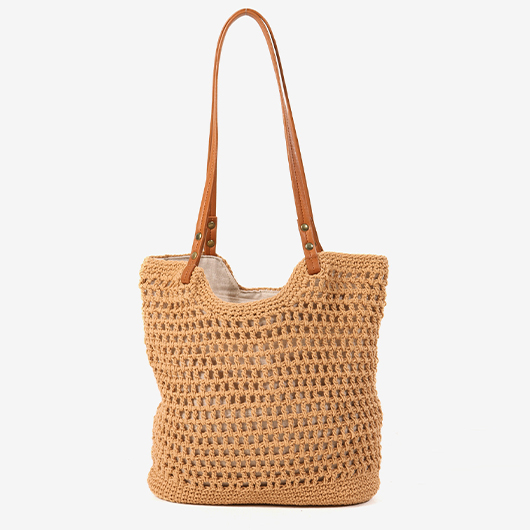 Dark Camel Color Zip Shoulder Bag