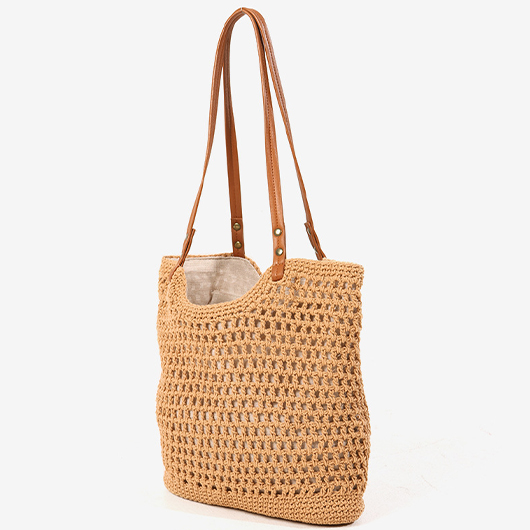 Dark Camel Color Zip Shoulder Bag