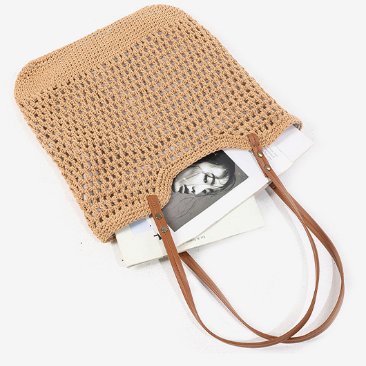 Dark Camel Color Zip Shoulder Bag