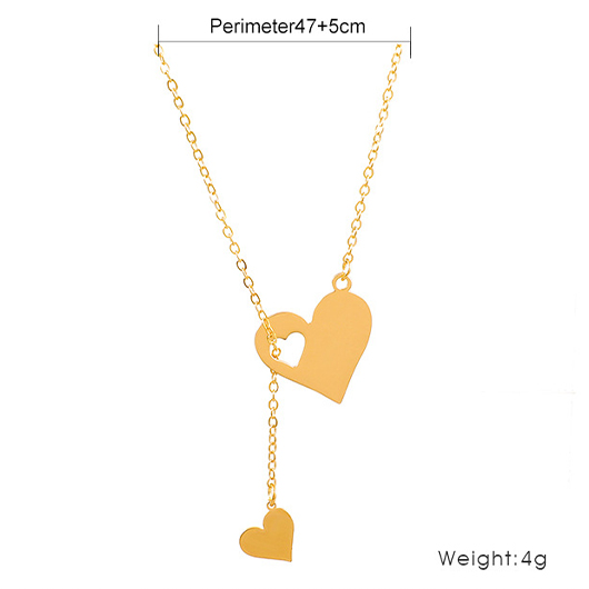 Gold Heart Drop Alloy Chain Necklace