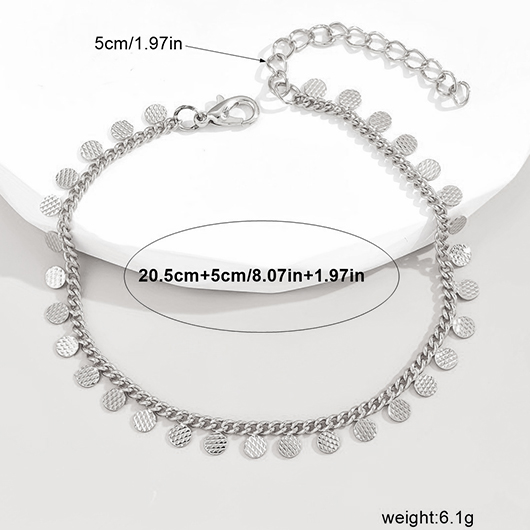 Silvery White Round Alloy Geometric Anklet