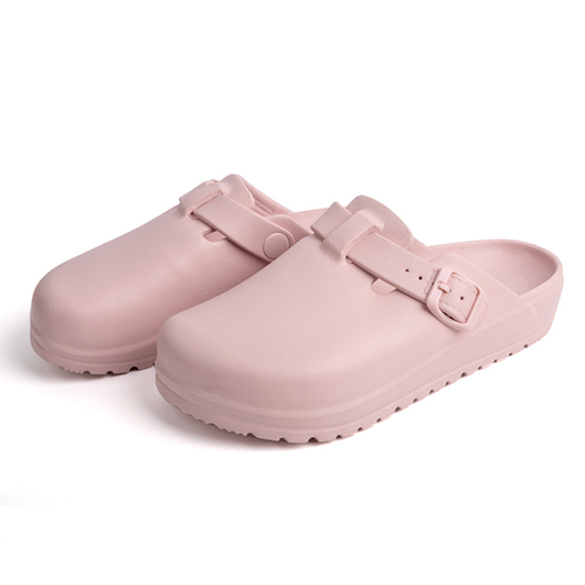 Pink Closed Toe Low Heel Sliders