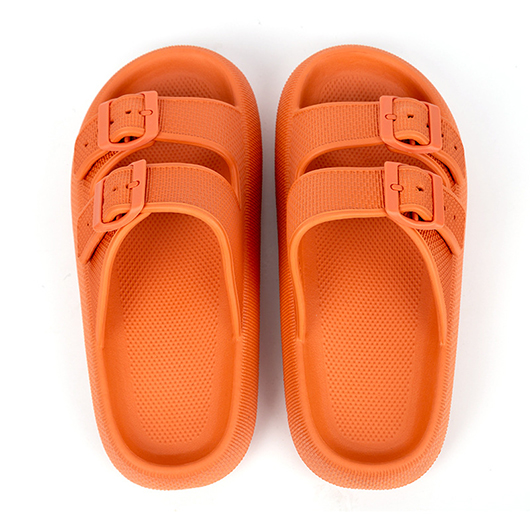 Orange Open Toe Low Heel Sliders