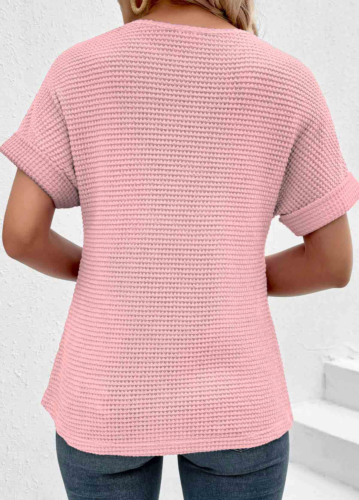 Dazzle Colorful Print Patchwork Pink Short Sleeve T Shirt