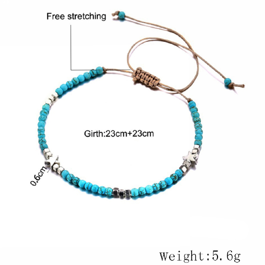 Beaded Mint Green Star Alloy Anklet