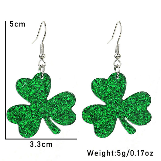 Green Saint Patrick's Day Clover Earrings