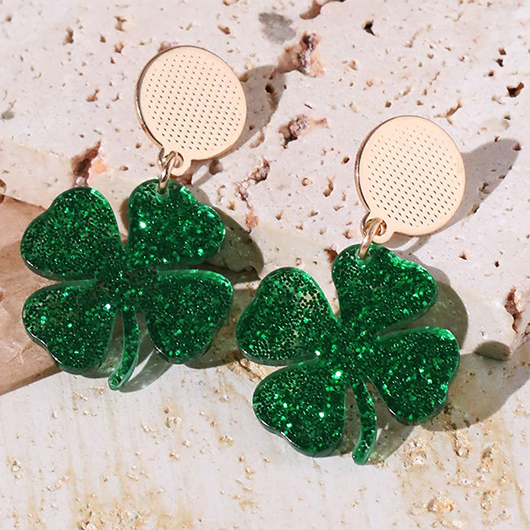 Green Saint Patrick's Day Plants Earrings