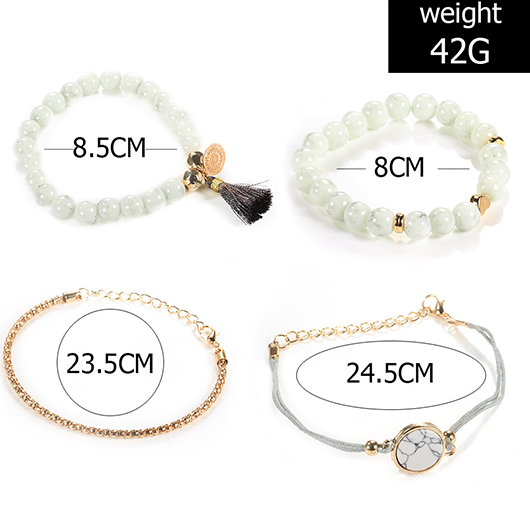 White Color Round Alloy Detail Bracelets