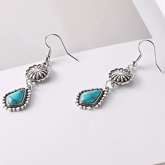 Mint Green Patchwork Alloy Turquoise Earrings