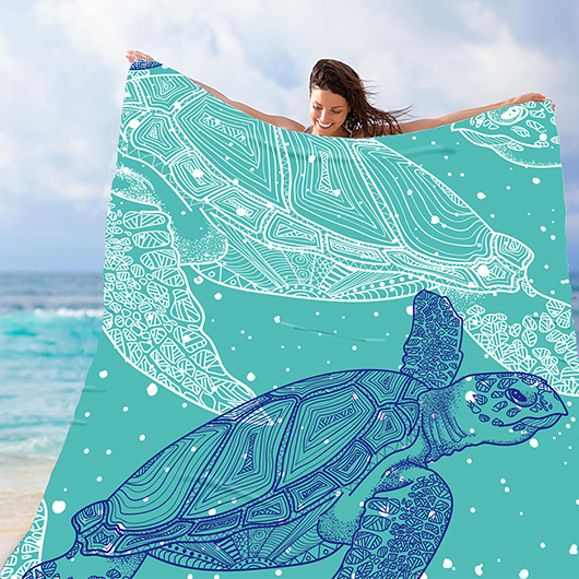 Mint Green Animal Polyester Print Beach Blanket