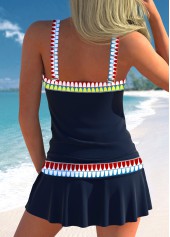 Low Waisted Tribal Print Circular Ring Navy Tankini Set