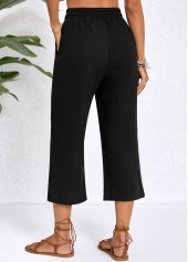 Pocket Black Elastic Waist High Waisted Pants