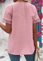 Patchwork Light Pink Short Sleeve Round Neck T Shirt