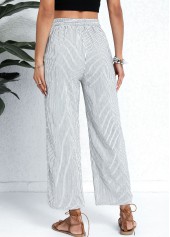 Striped Pocket White Button Fly High Waisted Pants