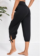 Pocket Jogger Elastic Waist Black High Waisted Pants