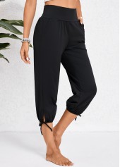 Pocket Jogger Elastic Waist Black High Waisted Pants