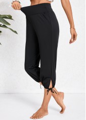 Pocket Jogger Elastic Waist Black High Waisted Pants
