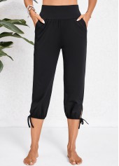 Pocket Jogger Elastic Waist Black High Waisted Pants