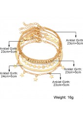 Gold Round Alloy Star Layered Anklets