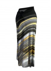 Tie Marble Print Black One Piece Swimwear