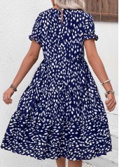 Ruched Navy Short Sleeve Round Neck Dress
