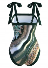 Bowknot Green One Piece Swimwear and Cover Up