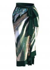 Bowknot Green One Piece Swimwear and Cover Up