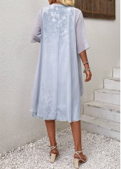 Floral Print Two Piece Light Blue Shift Dress