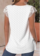V Neck Lace White Tank Top