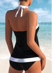 Tie Black Bandeau Patchwork Tankini Top-No Bottom