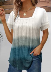 Ombre Breathable Peacock Blue Short Sleeve T Shirt