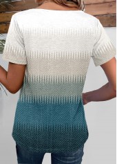 Ombre Breathable Peacock Blue Short Sleeve T Shirt